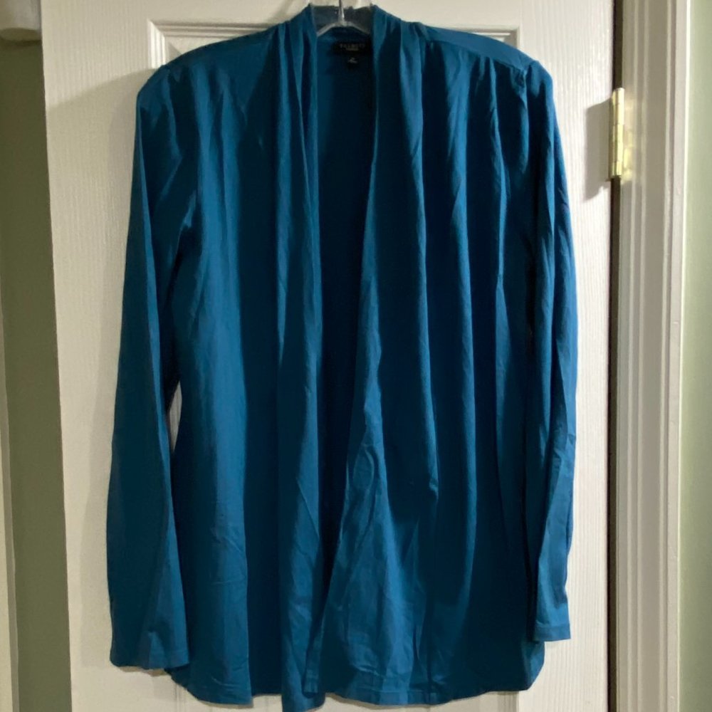 TALBOTS  teal blue open cardigan sweater M